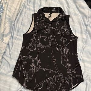 Blackmilk Black Sleeveless Blouse with Sloth Design